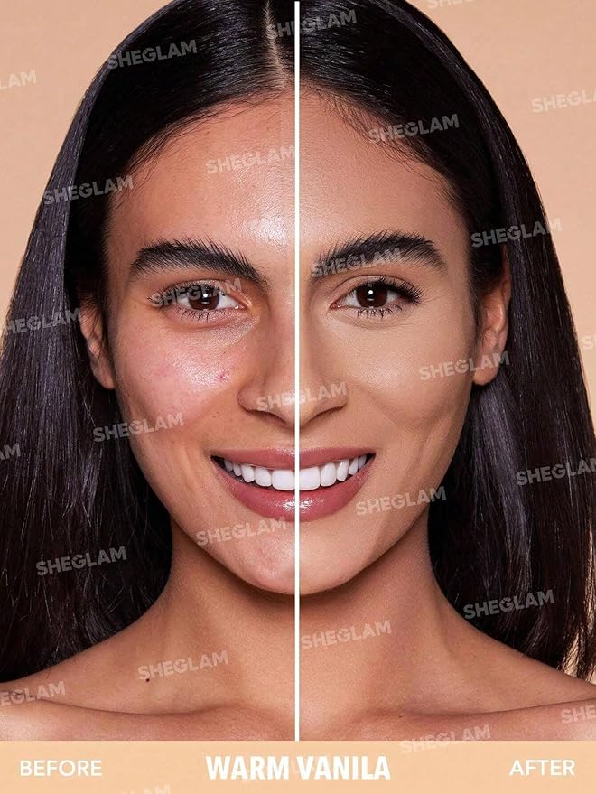 SHEGLAM SKin-Focus Full Coverage Powder Foundation Oil-Control Lightweight Face Pressed Powder Makeup-Bamboo