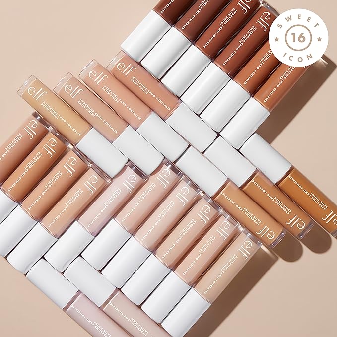 e.l.f. Hydrating Camo Concealer, Lightweight, Full Coverage, Long Lasting, Conceals, Corrects, Covers, Hydrates, Highlights, Medium Sand, Satin Finish, 25 Shades, All-Day Wear, 0.20 Fl Oz