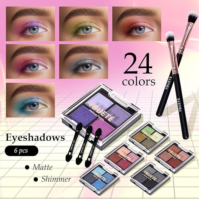 Makeup Kit for Teens Girls Women, Full Starter Cosmetics Set, Makeup Gift Set, Beginner Makeup Kit, Cosmetic Train Case For Women Full Kit, Included Eyeshadow Blusher Contour Eyebrow Powder