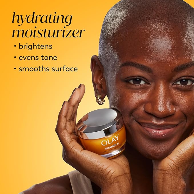Olay Vitamin C Face Moisturizer, Brightening Cream for Women, Instant Hydration, Evens Tone, Dark Spot & Hyperpigmentation Reduction, Glowing Skin Care - Niaciniamide, Lactic Acid, 1.7 Oz