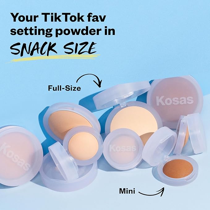 Kosas Mini Cloud Set Face Setting Powder - Smoothing Shine Control, Soft, Sheer Setting Translucent Makeup Finish, Portable & Long-Lasting (Pillowy)