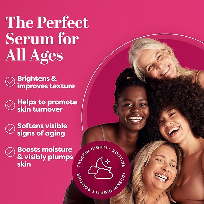 TruSkin Vitamin C Super Serum - Niacinamide, Retinol, Hyaluronic & Salicylic Acid - All-in-One Anti Aging Serum for Face – Improve Appearance of Dark Spots, Firmness for Brighter Looking Skin, 2 Fl Oz