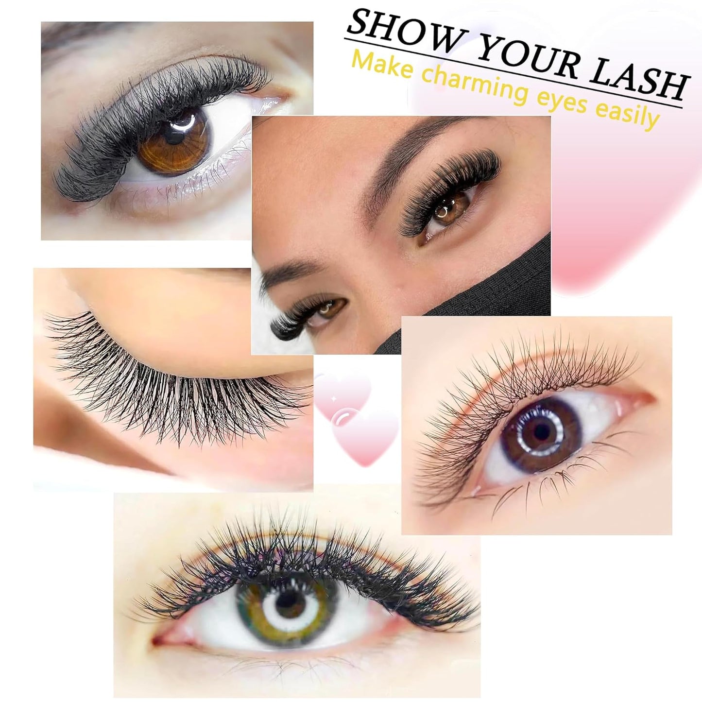 W Lash Extensions Supplies 7D Eyelash Extensions W Shape 0.07mm Thickness D Curl 9mm Premade Fans Easy Fan Lashes Volume Matte Black 12 Rows Crisscross Eye Lashes(W-7D-0.07-D,9mm)
