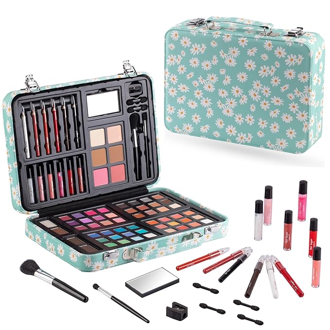 Hot Sugar Makeup Kit for Teenager Girls 10-12, All in One Beginner Makeup Kit for Women Full Kit, Teen makeup kit Cosmetic Gift Set on Birthday Christmas (MINT DAISY)