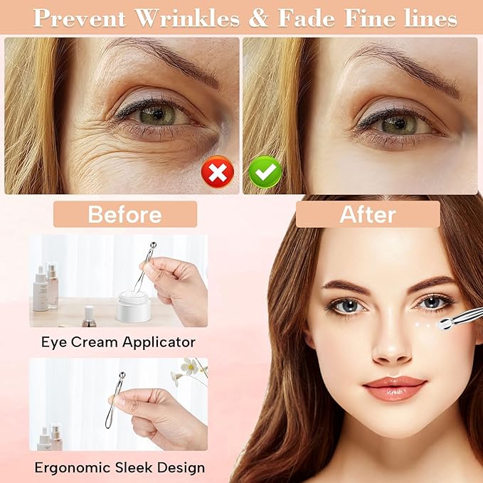 Reusable Silicone Eye Patches Mask Reduce Dark Circles Puffiness or Tired Eyes, 2 Refills Reusable Under Eye Patches for Adults Skincare Eye Treatment with Metal Eye Cream Applicator