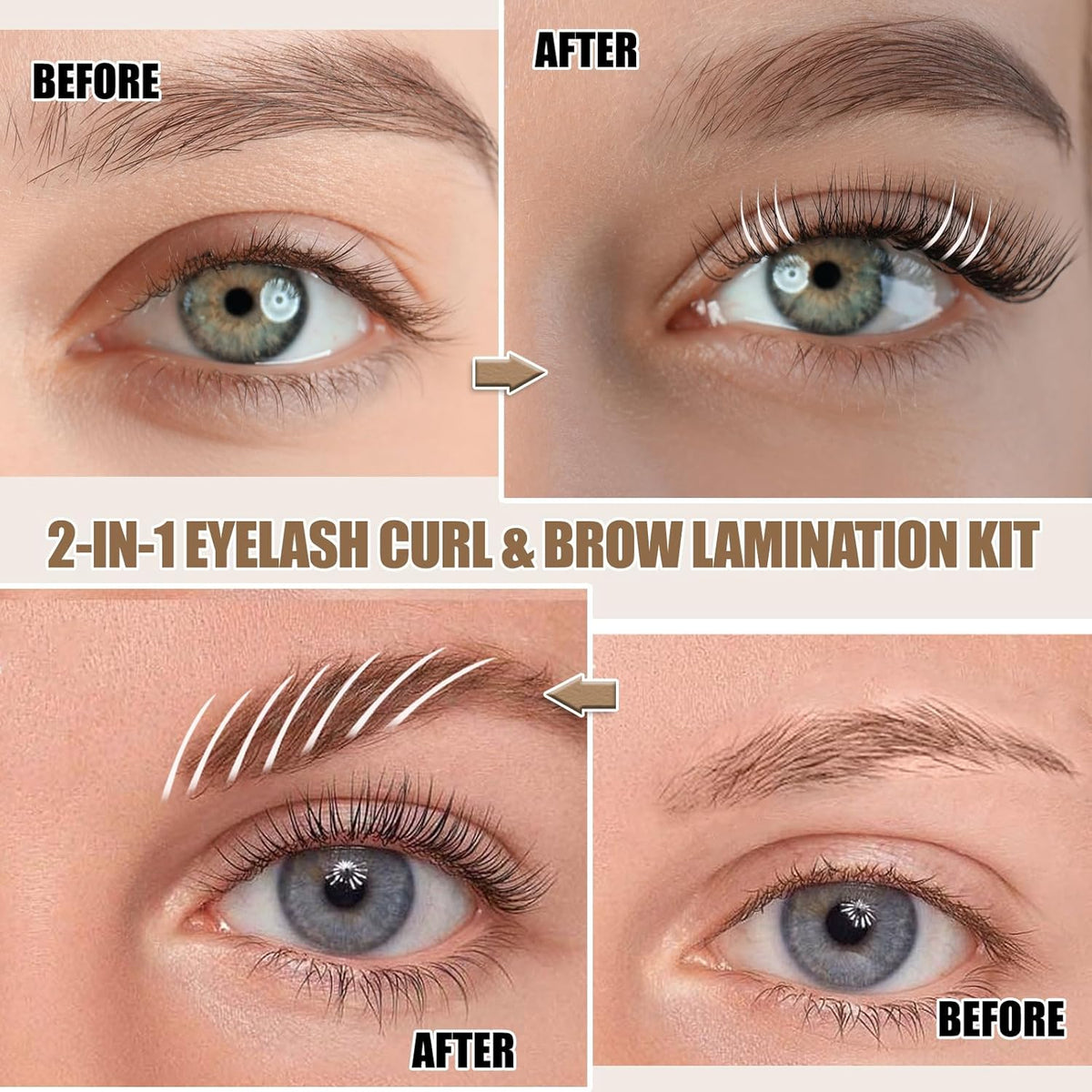 Upgraded Lash Lift Kit Professional - Eyebrow Lamination & Eyelash Perm Kit with High Adhesion Glue and Long-Lasting Curling Set, Gentle Formula for Sensitive Eyes