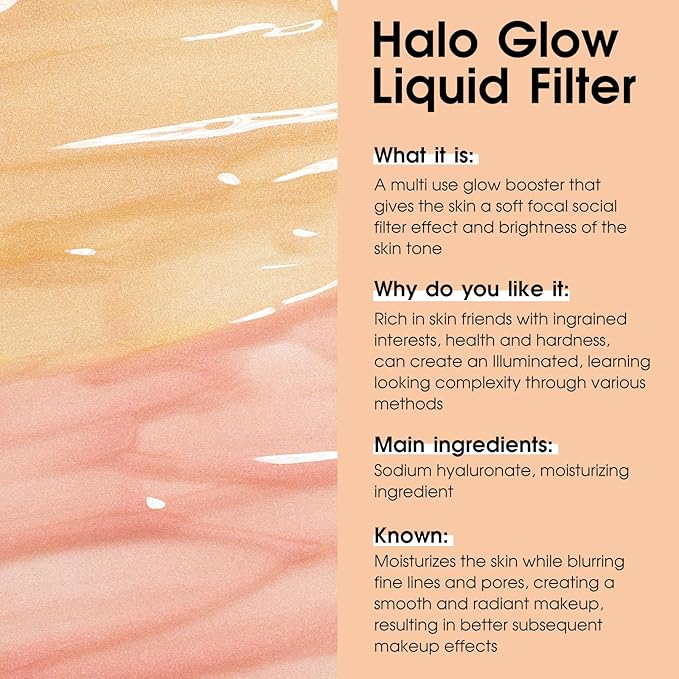 UCANBE Halo Glow Liquid Filter, Face Complexion Booster For Radiant Skin All Day Longwear, Soft-Focus Look Sodium Hyaluronate Vegan & Cruelty-Free - 0.91OZ Deep Tan