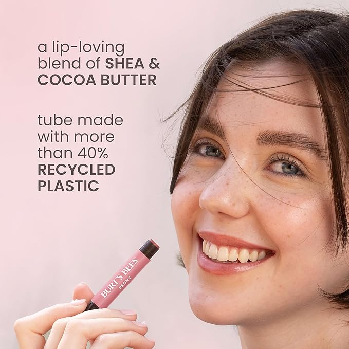Burt's Bees Shimmer Lip Tint, Tinted Lip Balm Stick, Moisturizing for All Day Hydration with Natural Glowy Pigmented Finish & Buildable Color, Fig, 1 Tube, 0.09 oz.