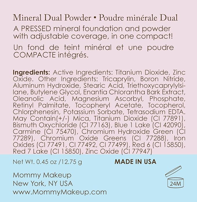 Mineral Dual Powder in Cuddle (Light/Medium) | 4-in-1 Pressed Mineral Foundation with SPF 15 for Flawless Glow & Soft Looking Skin | Oil Free, Talc Free, Gluten Free | 0.45 Oz | by Mommy Makeup