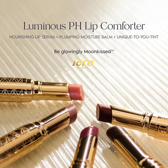 ieró Beauty Moonkissed Luminous PH Tinted Lip Balm w/Shea Butter & Vitamin E, Lip Care Moisturizer, Lip Plumper for Soft & Supple Lips, Paraben Free, Vegan, Sheer Rose w/Golden-Pink Shimmer