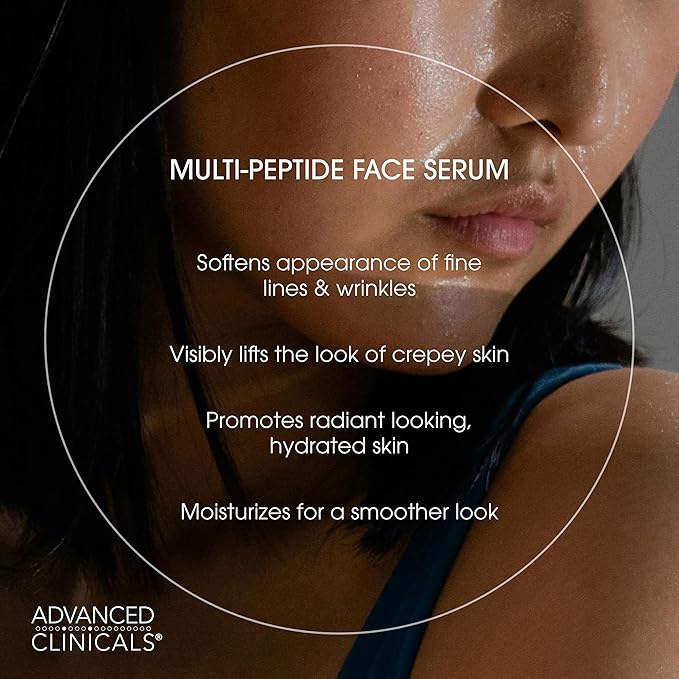 Advanced Clinicals Hyaluronic Acid Moisturizer Face Serum + Collagen Peptide Facial Serum Skin Care Set | Hydrating Serums For Diminishing Appearance Of Wrinkles, Dry Skin, Fine Lines, Set Of 2