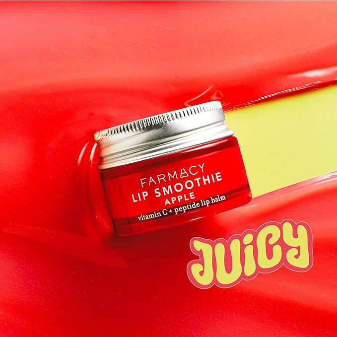 Farmacy Peptide Lip Balm - Lip Smoothie Hydrating Lip Balm with Vitamin C to Visibly Plump + Smooth Lip Lines - Nourishing Lip Treatment with a High-Gloss Finish - Apple (10g)
