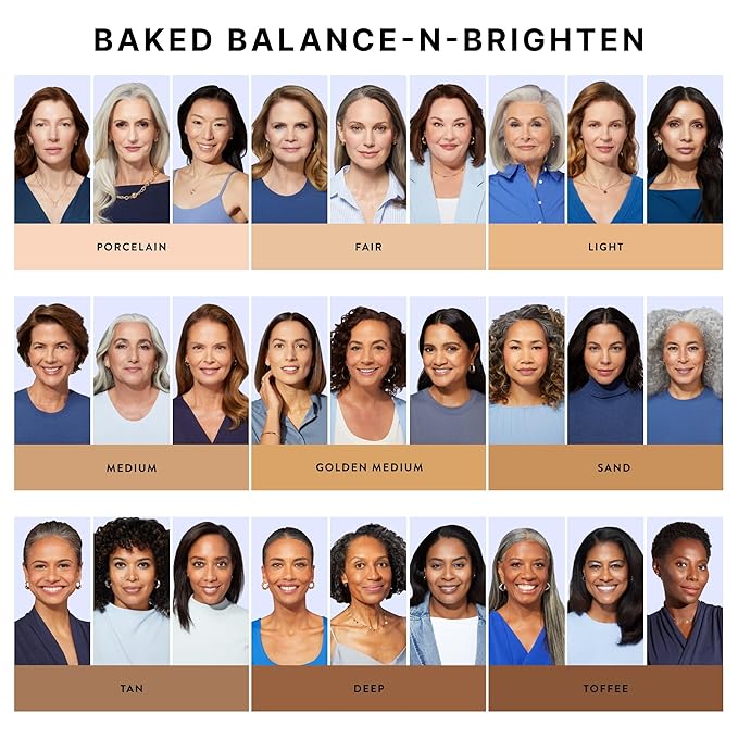 LAURA GELLER NEW YORK Award-Winning Baked Balance-n-Brighten Color Correcting Powder Foundation - Deep - Buildable Light to Medium Coverage - Demi-Matte Natural Finish