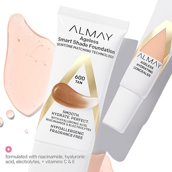 Almay Anti-Aging Concealer, Face Makeup with Hyaluronic Acid, Niacinamide, Vitamin C & E, Hypoallergenic-Fragrance Free, 030 Medium, 0.37 Fl Oz