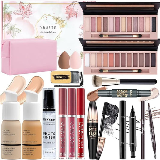 Makeup Set, Makeup Set Kit for Women Girls Teen Full Kit, Multipurpose Makeup Set, Professional & Beginner Makeup Kit Include Foundation, Face Primer, Eyeshadow Palette, Cosmetic Bag