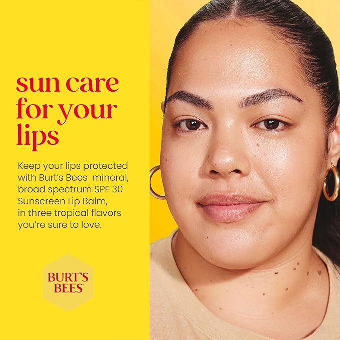Burt’s Bees SPF 30 Lip Balm Mothers Day Gifts for Mom, Beaches and Cream, Water-Resistant Sun Care, Nano-Free Zinc Oxide Formula, Natural Origin Conditioning Lip Treatment, 3 Tubes, 0.15 oz.