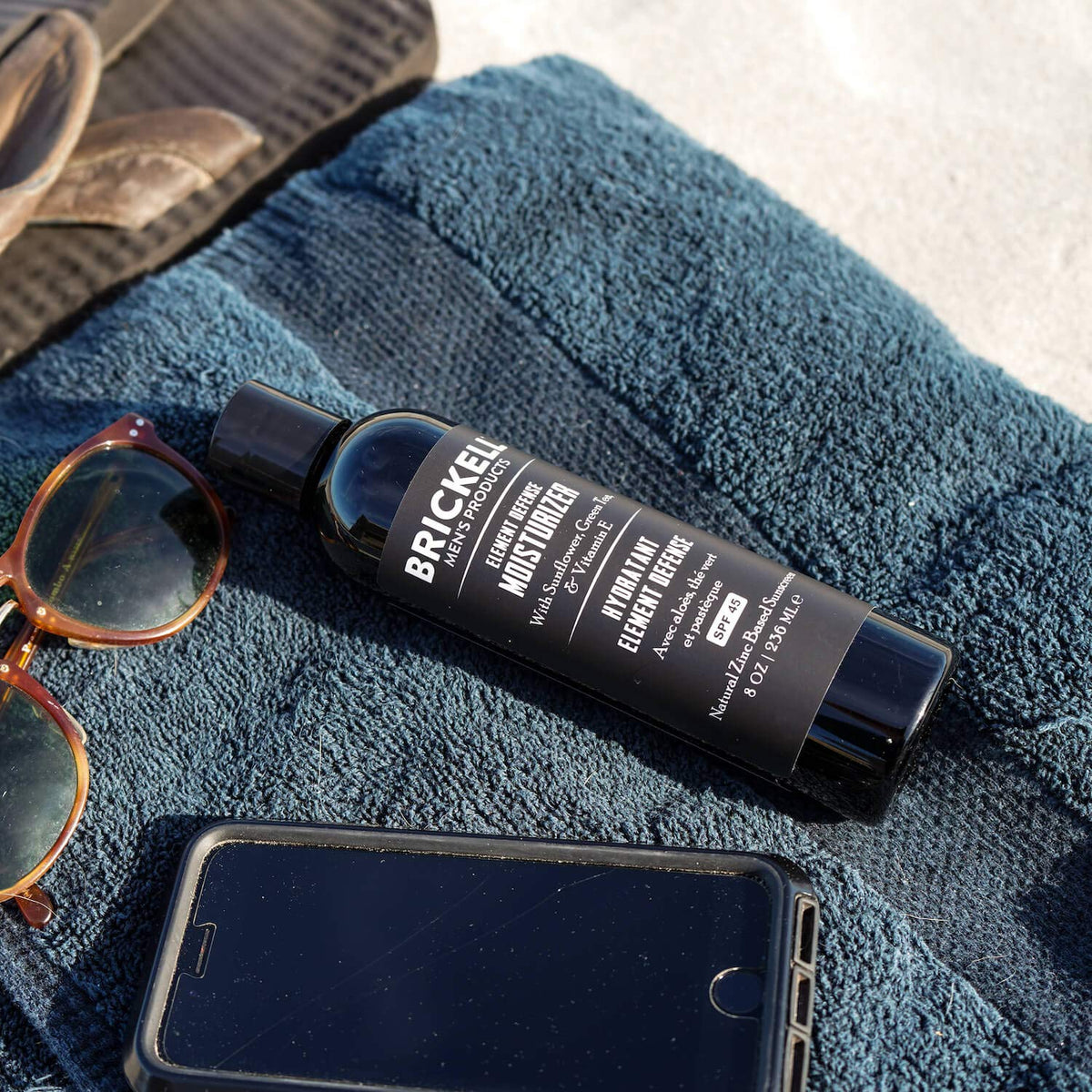 Brickell Men's Element Defense SPF45 Moisturizer for Men, Natural & Organic, Zinc Oxide Mineral Sunscreen, Hydrates and Protects Skin Against UVA/UVB Rays, 8 Ounce, Unscented