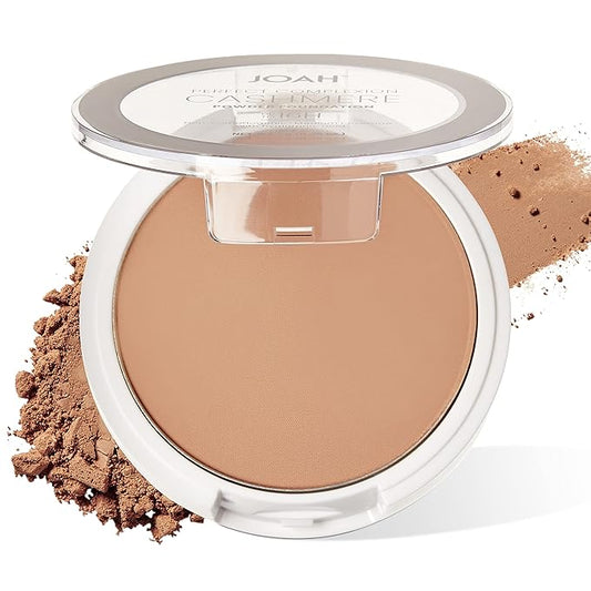 JOAH Perfect Complexion Cashmere Powder Foundation, Medium Face Coverage, Matte Finish, Korean Makeup, Compact Design For Oily & All Skin Types, 16 Hour Wear, Medium with Neutral Undertones