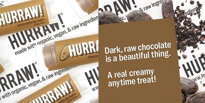 Hurraw! Chocolate Lip Balm, 2 Pack: Organic, Certified Vegan, Cruelty and Gluten Free. Non-GMO, 100% Natural Ingredients. Bee, Shea, Soy and Palm Free. Made in USA