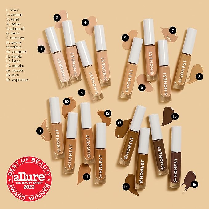 Honest Beauty Fresh Flex Concealer with Niacinamide + Vitamin E + Hyaluronic Acid | Vegan + Cruelty free | Fawn, 0.17 fl oz