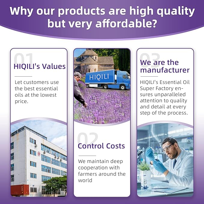 HIQILI 32 Fl Oz Lavender Essential Oil Pure, for Aromatherapy Diffuser, Hair, Includes Premium Quality Glass Dropper-32 Ounces