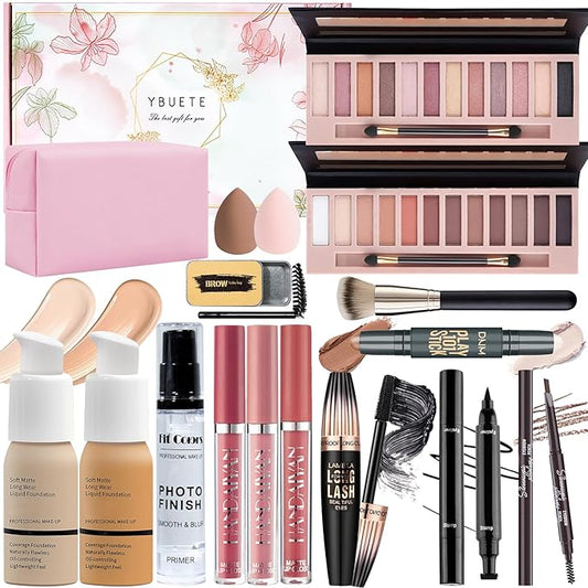 Makeup Set, Makeup Set Kit for Women Girls Teen Full Kit, Multipurpose Makeup Set, Professional & Beginner Makeup Kit Include Foundation, Face Primer, Eyeshadow Palette, Cosmetic Bag