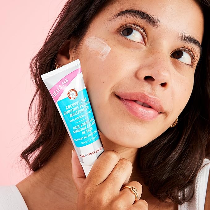First Aid Beauty Hello FAB Coconut Skin Smoothie Priming Moisturizer, 2-in-1 Moisturizer and Makeup Primer 1.7 Oz.