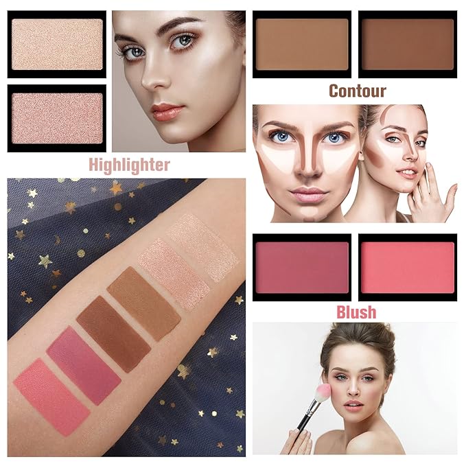 UCANBE Pretty All Set Eyeshadow Palette Pro 86 Colors Makeup Kit Matte Shimmer Eye Shadow Highlighters Contour Blush Powder All In One Makeup Pallet Holiday Christmas Valentine's Gift Set