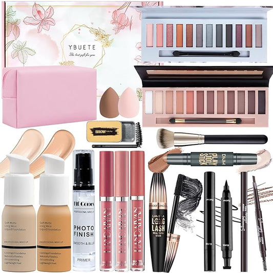 Makeup Set, Makeup Set Kit for Women Girls Teen Full Kit, Multipurpose Makeup Set, Professional & Beginner Makeup Kit Include Foundation, Face Primer, Eyeshadow Palette, Cosmetic Bag