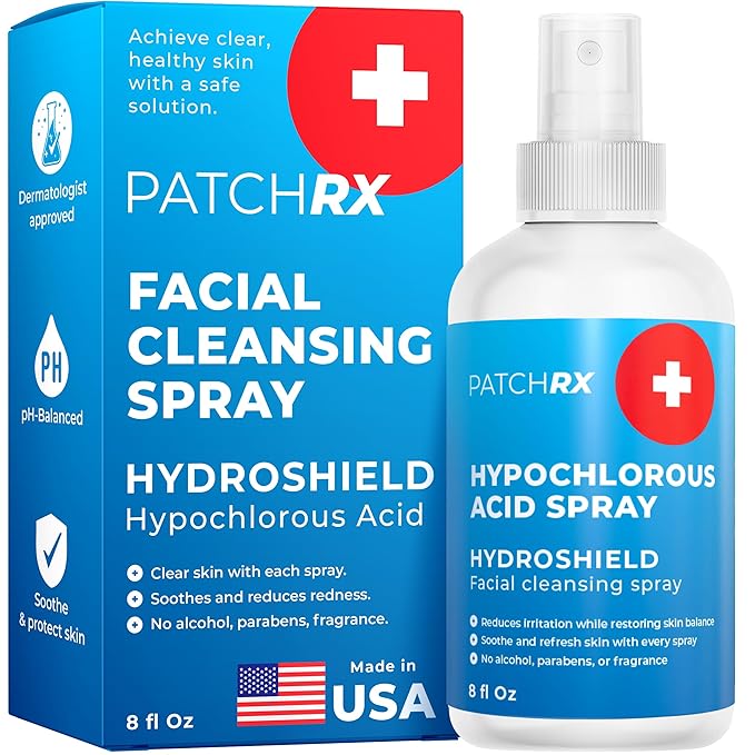 Hypochlorous Acid Spray (8oz, Reduces Acne), Targets Bacteria - HOCL Facial Cleanser Acne Spray for Face, Body, Eczema, Pimples, Breakouts & Overall Skin Recovery (Reduces Redness)