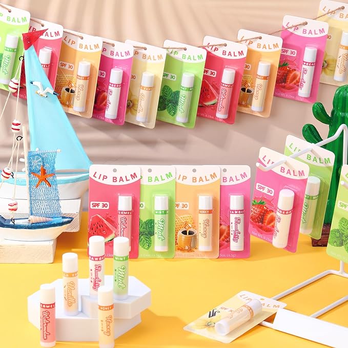 30 Pack Lip Balms SPF 30 Bulk Sunscreen Lip Balms Party Gifts Favors Lip Sunscreen Care with Vitamin E Wedding Bridal Shower Favors Baby Shower Gifts for Outdoor Travel Beach