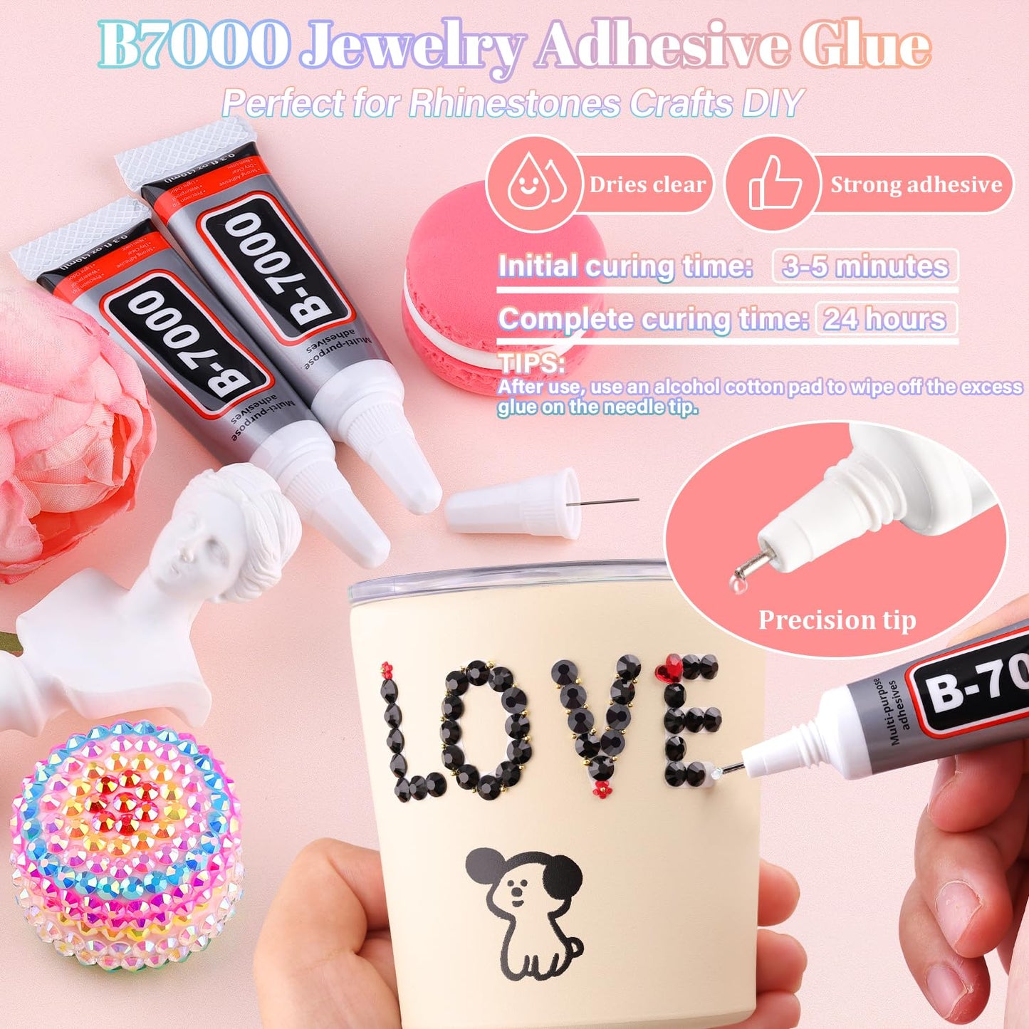 30000Pcs Resin Black Rhinestones with B7000 Jewelry Glue for Crafting, 2-6mm Non Hotfix Flatback Gems, Bedazzling Crystal for DIY Crafts Clothing Tumblers Mugs Shoes Fabric Decor Nail Art