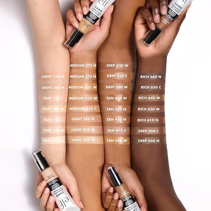 e.l.f. Hydrating Camo CC Cream, SPF 30, Color Correcting Full Coverage Foundation For A Dewy Finish, Vegan & Cruelty-Free, Rich 610 N