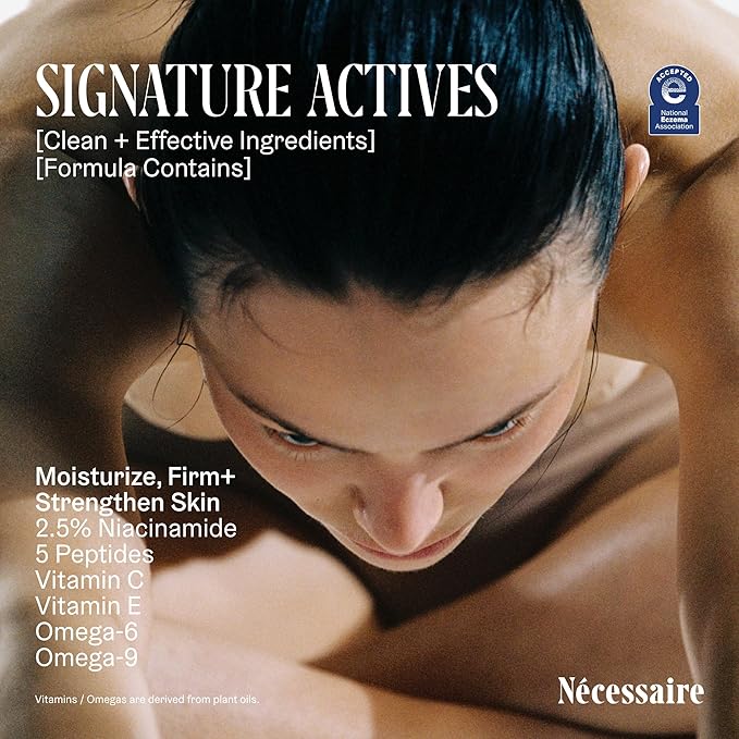 Nécessaire The Body Lotion with Pump. Fragrance-Free. Multi-Peptide Firming Lotion to Moisturize, Firm, Strengthen. 2.5% Niacinamide, Vitamin C/E + Omega 6/9. 450ml / 15.2 fl oz