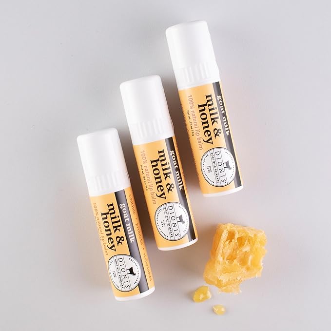 Dionis - Goat Milk Skincare Milk & Honey Scented Lip Balm - Set of 6 (0.28 oz) - Made in the USA - Cruelty-free and Paraben-free