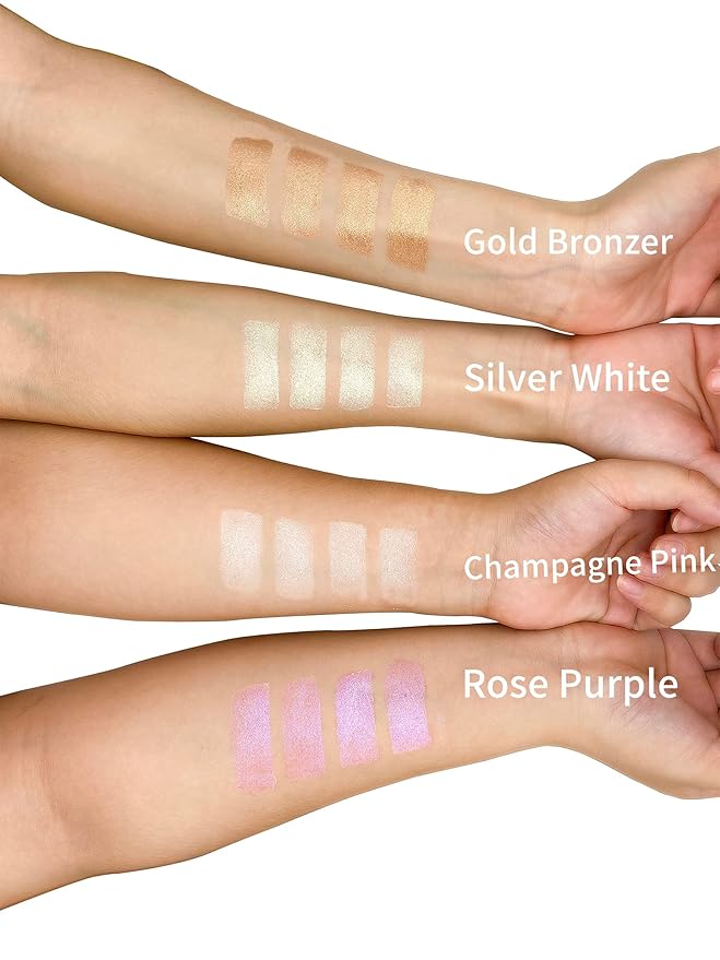 Highlighter Makeup, Cream Highlighter, Face Highlighter, Long Lasting Glitter Highlighter Makeup Palette - Purple Highlighter Makeup