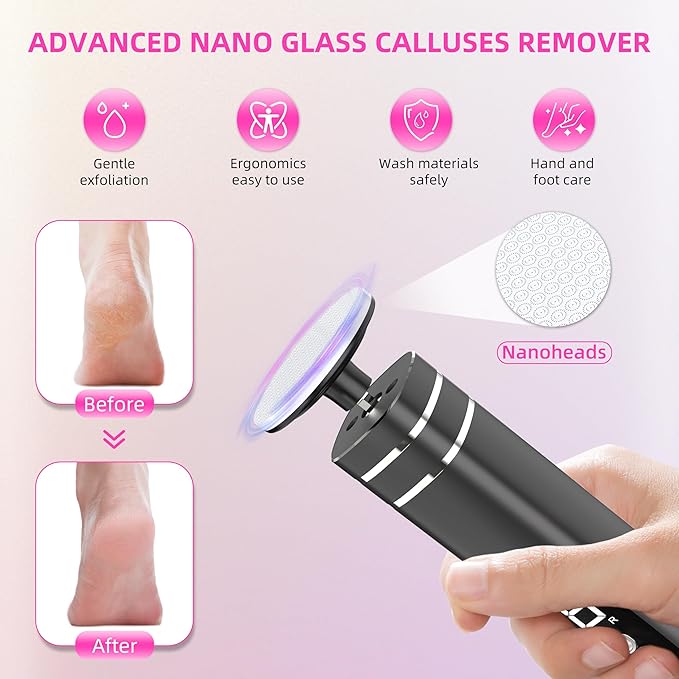 2 in 1 Electric Foot Callus Remover,9 Adjustable Speeds Rechargeable Electric Dead Skin Sander Pedicure Tools with Sandpaper Disk and Nail Drill Bits,Grinding Heads for Women&Men