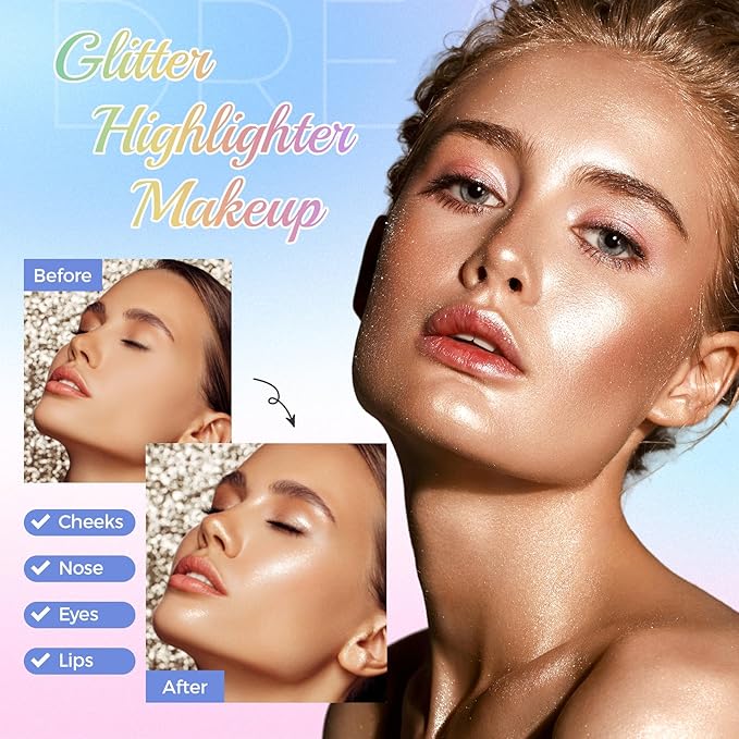 Highlighter Makeup Palette,Highlighter Palette Illuminator Powder Palette White Highlighter Baked Waterproof Long Lasting Brilliant Lighten Skin Color Face Contour Powder Makeup Highlighter