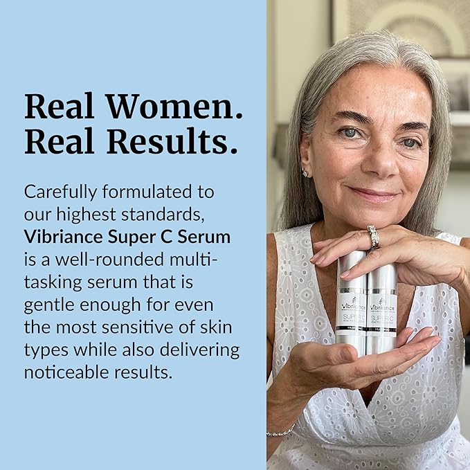 Vibriance Super C Serum for Mature Skin - All-in-One Vitamin Formula Hydrates, Firms, Lifts, Smooths, Targets Age Spots, Wrinkles, 1 fl oz