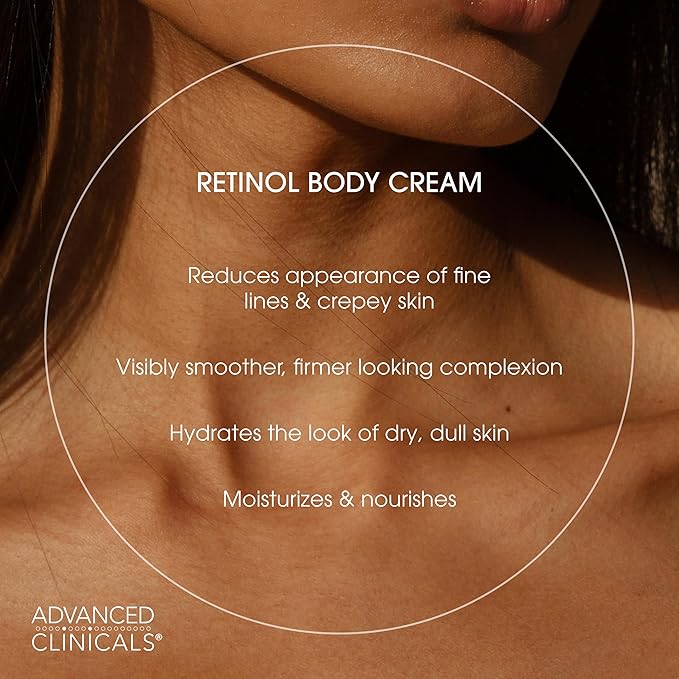 Advanced Clinicals Unscented Retinol Body Lotion & Face Moisturizer + Manuka Honey Body Cream For Women & Men | 2PC Skincare Set Helps Reduce Appearance Of Crepey Skin + Extremely Dry Skin, 2pc Set