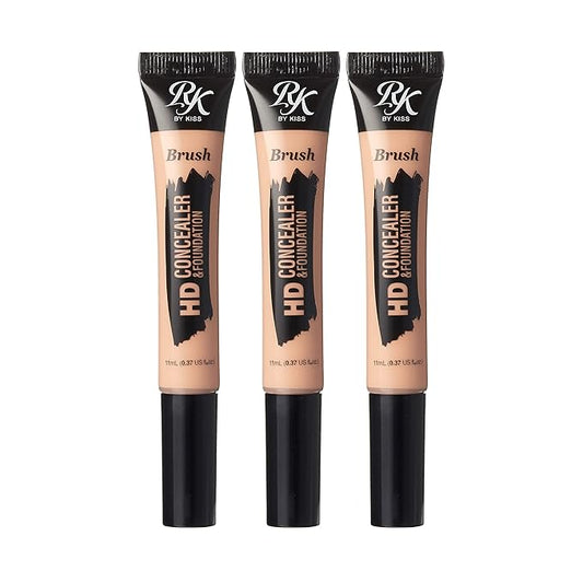 Ruby Kisses HD Concealer & Foundation Brush Flawless Full Coverage Face Makeup Lightweight Highlighter Long Lasting Under Eye Conceals Contour Corrector (Nude)