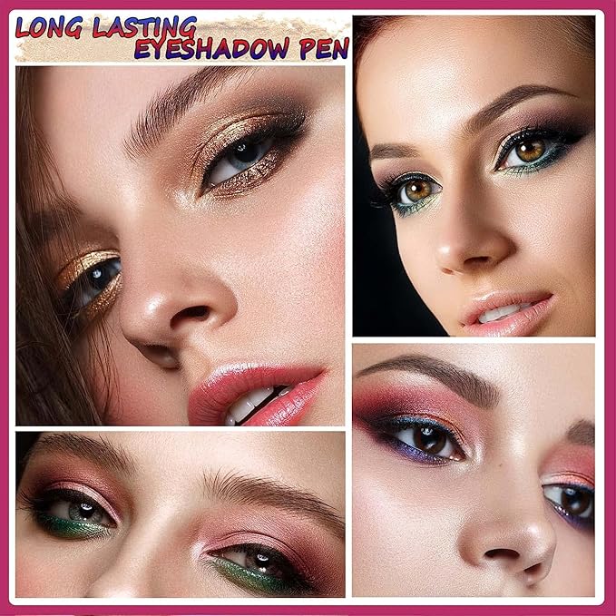 Champagne Eyeshadow Stick And Sponge Makeup Brush Cream Shimmer Smooth Shadow Pencil Eyeliner Long Lasting Waterproof Eye Shadow Highlighter Stick Hypoallergenic Multi-Dimensional Eyes Look ( # 04)