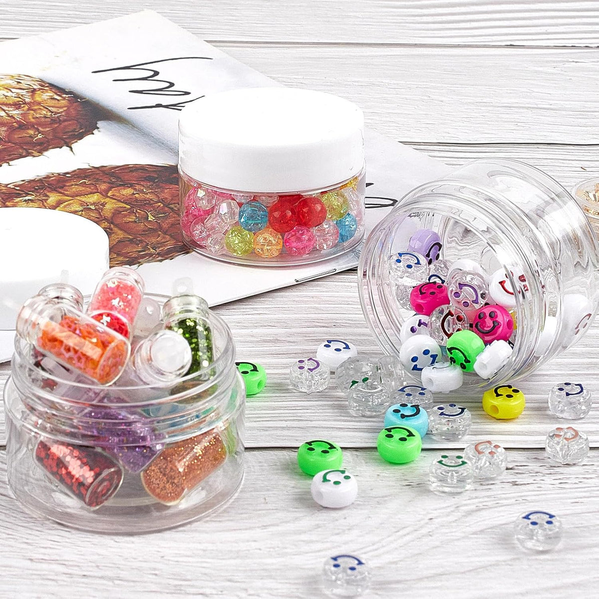 TUZAZO 48 Pack 1 Oz Small Plastic Container Jars with Lids and Labels BPA Free, Empty Round Clear Cosmetic Containers Plastic Slime Jars for Lotion, Cream, Ointments, Samples, Travel Storage (48)