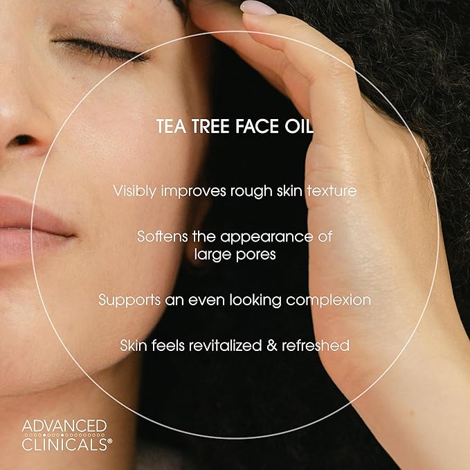Advanced Clinicals Tea Tree Oil For Face + Vitamin C Serum + Exfoliating 10% Glycolic Acid + Lactic Acid Serum 3PC Skincare Set For Women & Men | Anti Aging Serums To Brighten, Exfoliate, & Hydrate