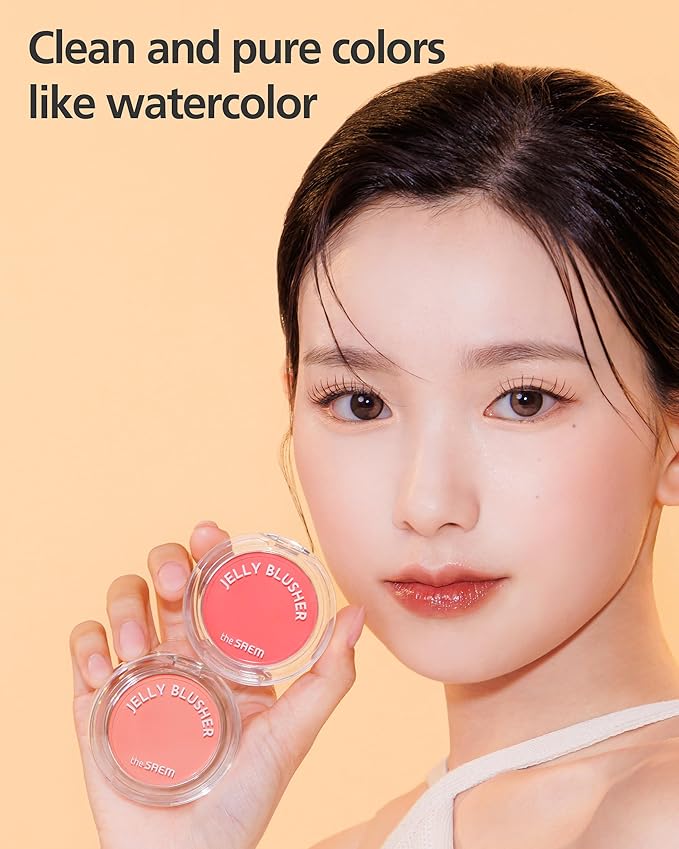 THESAEM Jelly Blusher CR01 Peach Crush - Velvety Finish Soft Jelly Powder Cheek - Easy Blending Formula- Lightweight, Smooth, Natural Buildable Blusher