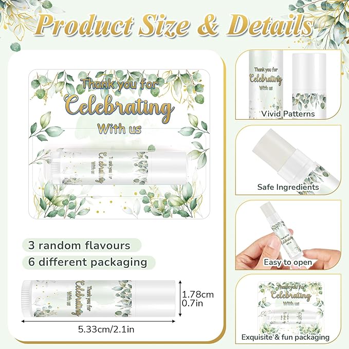 24 Set Thank You Gift Lip Balm Bulk Baby Shower Party Gifts Favors Lip Balms for Guests Bridal Shower Favor Girls Boys Gender Reveal Favors Souvenirs Party Supplies Thank You Gifts for Wedding