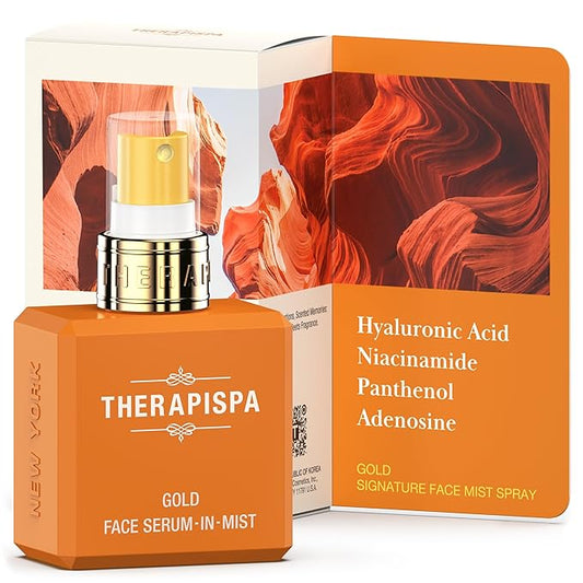 Face Serum-In-Mist – Hydrating Face Mist & Spray Serum with Niacinamide, Panthenol & Hyaluronic Acid for Firming, Radiant Glow & Youthful Skin (Gold, 2.0 fl oz)