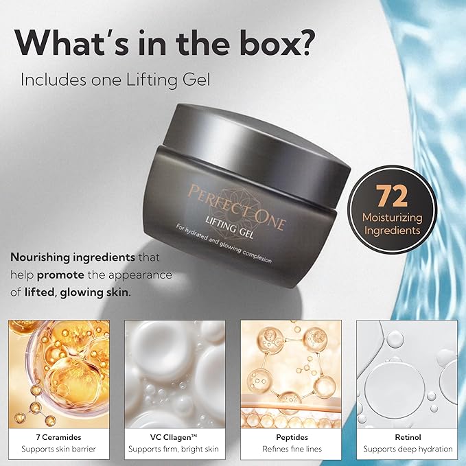 PERFECT ONE Lifting Gel - Helps The Skin Appear Firmer and Moisturized - All-in-One Skin Care Serum, Moisturizer, & Facial Mask - With VC Collagen, Niacinamide, Retinol, and Hyaluronic Acid, 50g