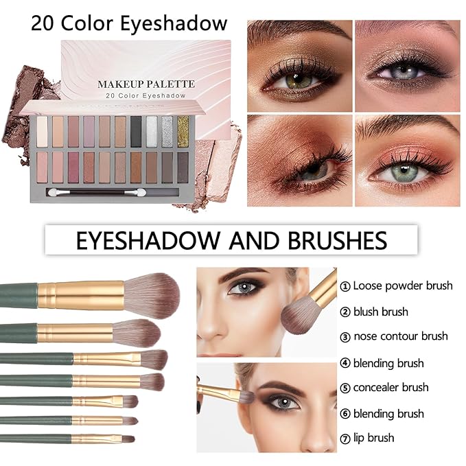 Makeup Kits Makeup Kit for Women Full Kit Makeup Set for Women Foundation Face Primer Eyeshadow Concealer Lipstick Makeup Bag Makeup Sets for Teens