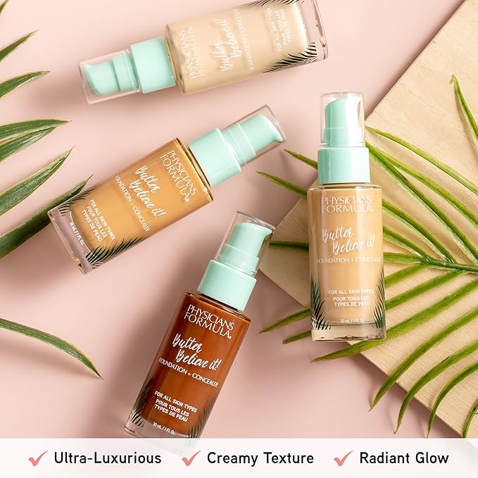 Physicians Formula Butter Believe It! Foundation + Concealer Medium | Dermatologist Tested, Clinicially Tested